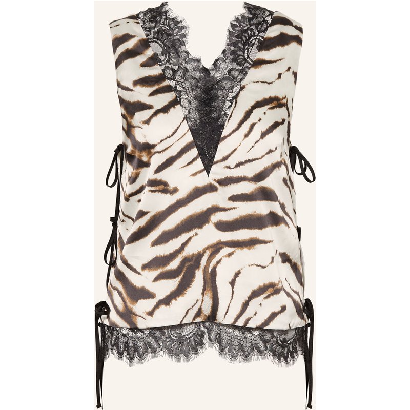 Ganni Satintop Mit Spitze beige