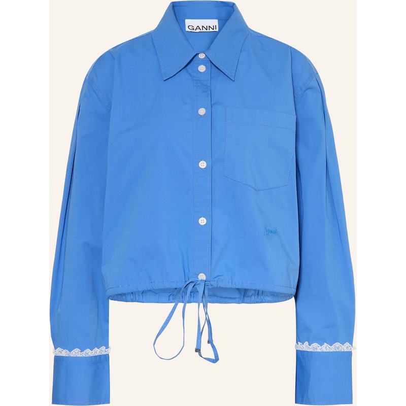 Ganni Hemdbluse Mit Spitze blau