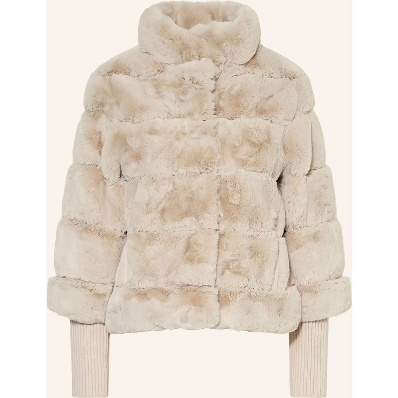 Rino & Pelle Kunstfell-Jacke Im Materialmix beige