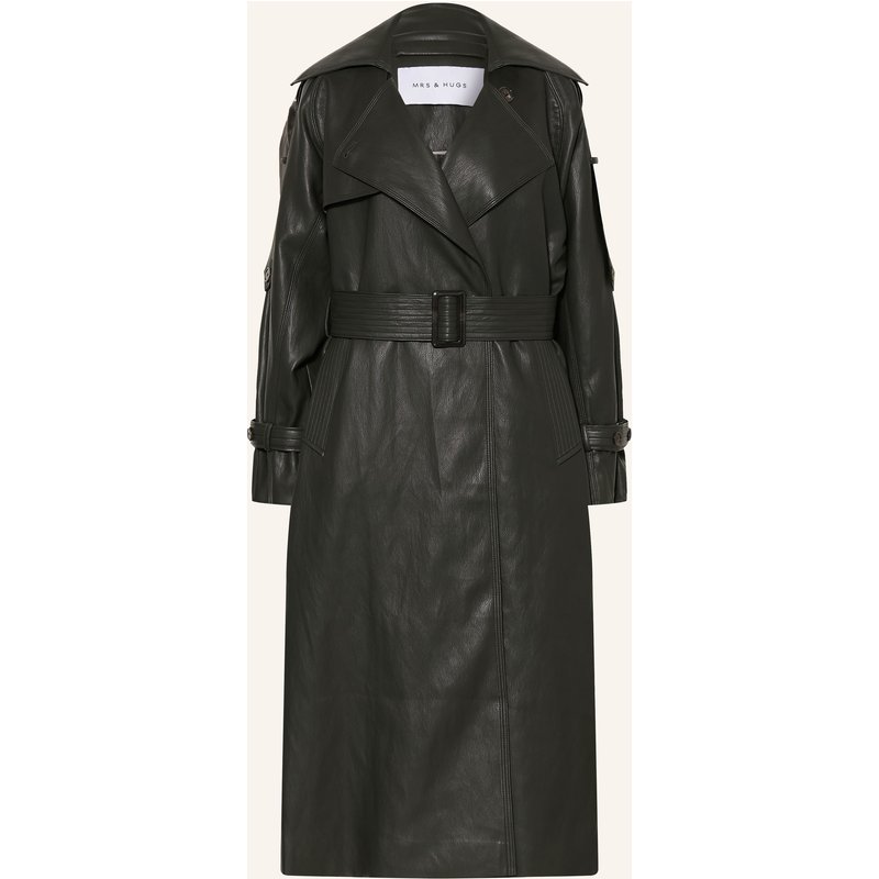 Mrs & Hugs Trenchcoat In Lederoptik gruen