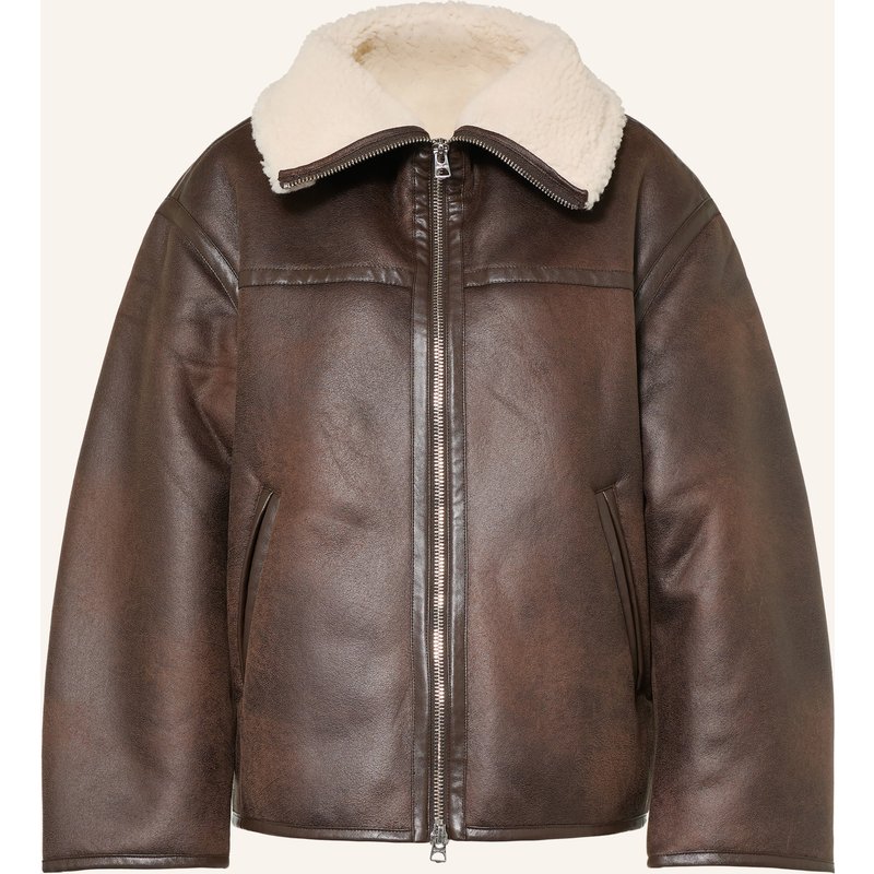 Replay Jacke In Lederoptik Mit Teddyfell braun