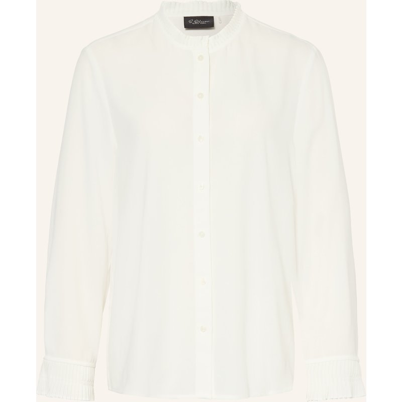 S.Oliver Black Label Bluse Mit Plissees weiss