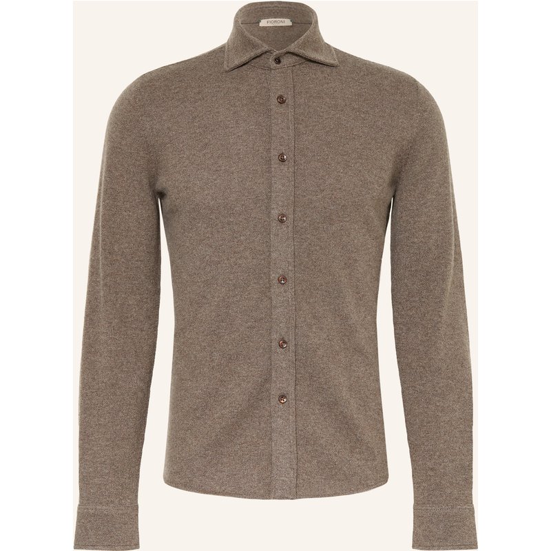 Fioroni Strickhemd Comfort Fit Aus Cashmere beige