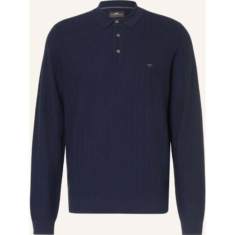 Fynch-Hatton Strick-Poloshirt blau