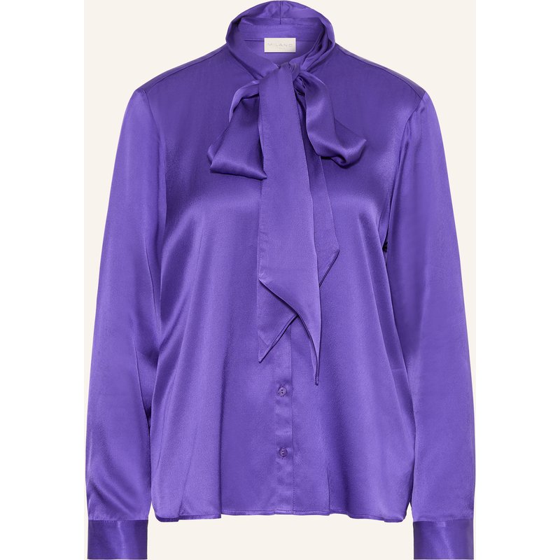 Milano Italy Satinbluse Mit Abnehmbarer Schluppe lila