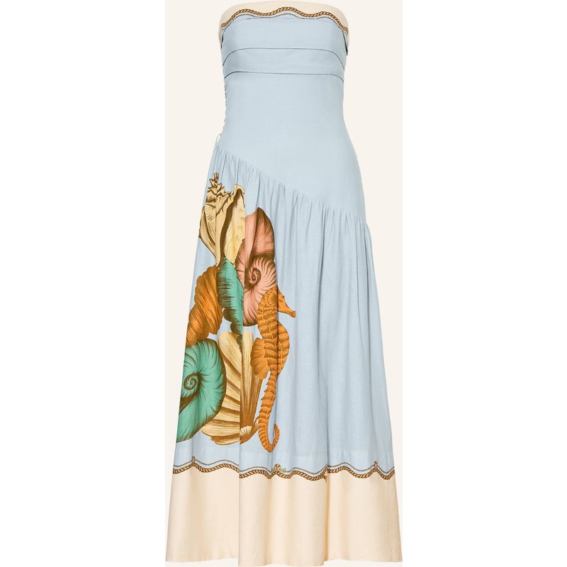 Farm Rio Off-Shoulder-Kleid Rio Souvenir Mit Leinen blau