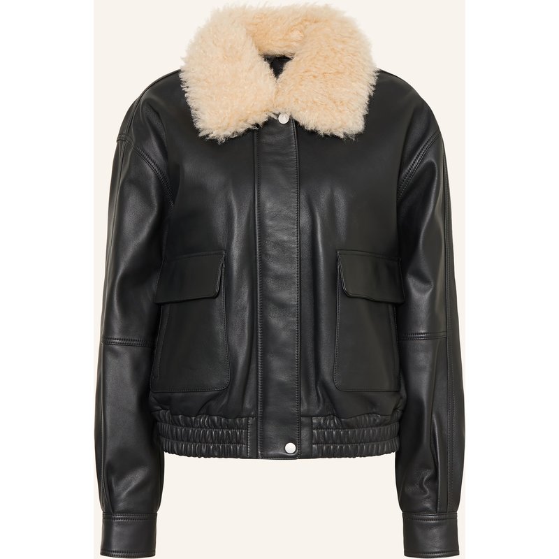 Mrs & Hugs Lederjacke Mit Abnehmbarem Kunstfell schwarz
