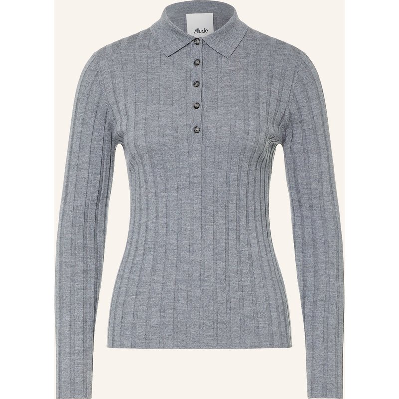 Allude Strick-Poloshirt grau