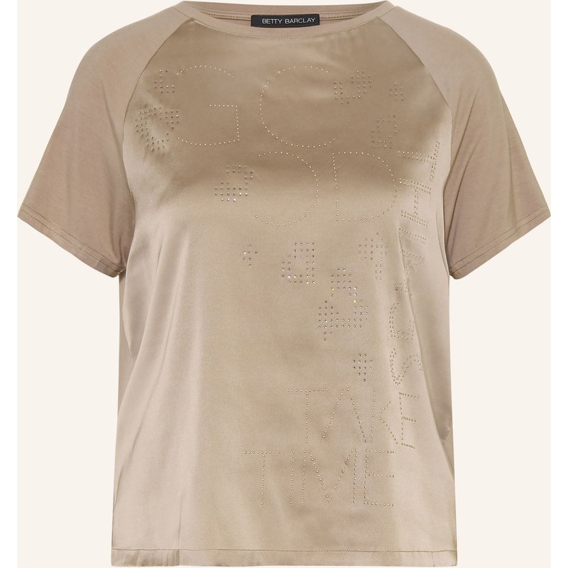 Betty Barclay T-Shirt Im Materialmix Mit Schmucksteinen grau