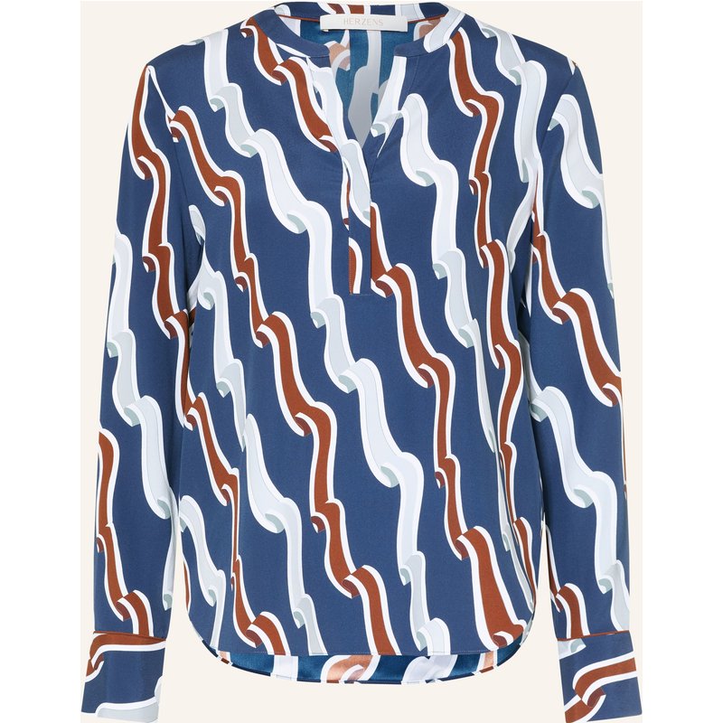 Herzens Blusenshirt Mit Seide blau