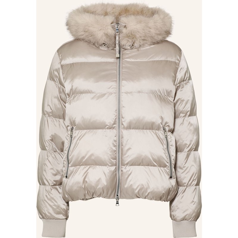 No.1 Como Steppjacke Mit Kunstfell grau