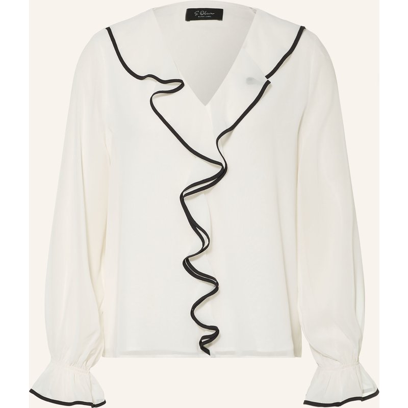 S.Oliver Black Label Blusenshirt Mit Volants weiss