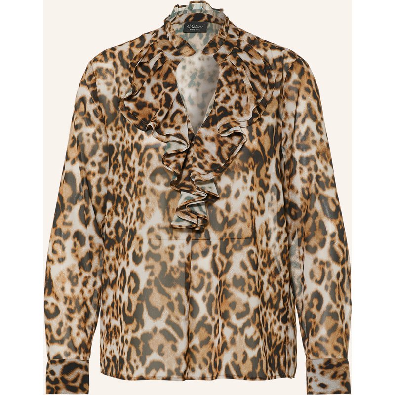 S.Oliver Black Label Blusenshirt Mit Volants braun
