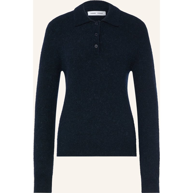 Samsøe Samsøe Strick-Poloshirt Sanoura Mit Alpaka Und Merinowolle blau