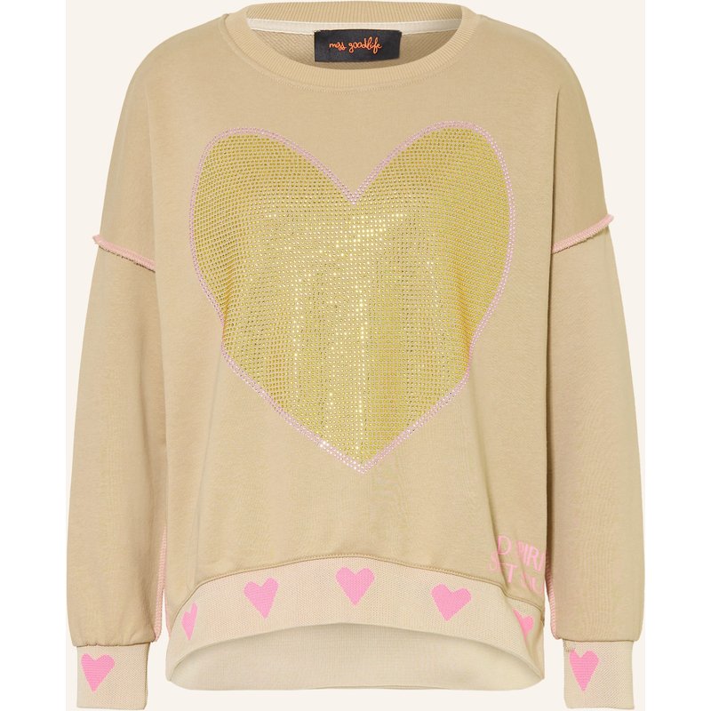 Miss Goodlife Sweatshirt Mit Schmucksteinen beige