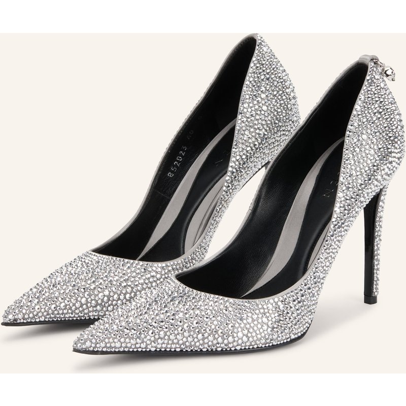 Mcqueen Pumps Skull Mit Schmucksteinen silber