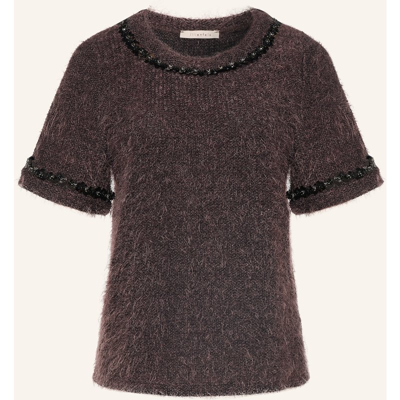 Lilienfels Strickshirt Mit Pailletten Und Schmucksteinen braun