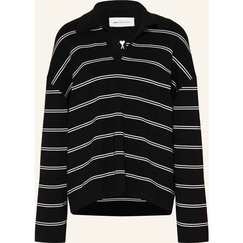 Ami Paris Oversized-Poloshirt schwarz
