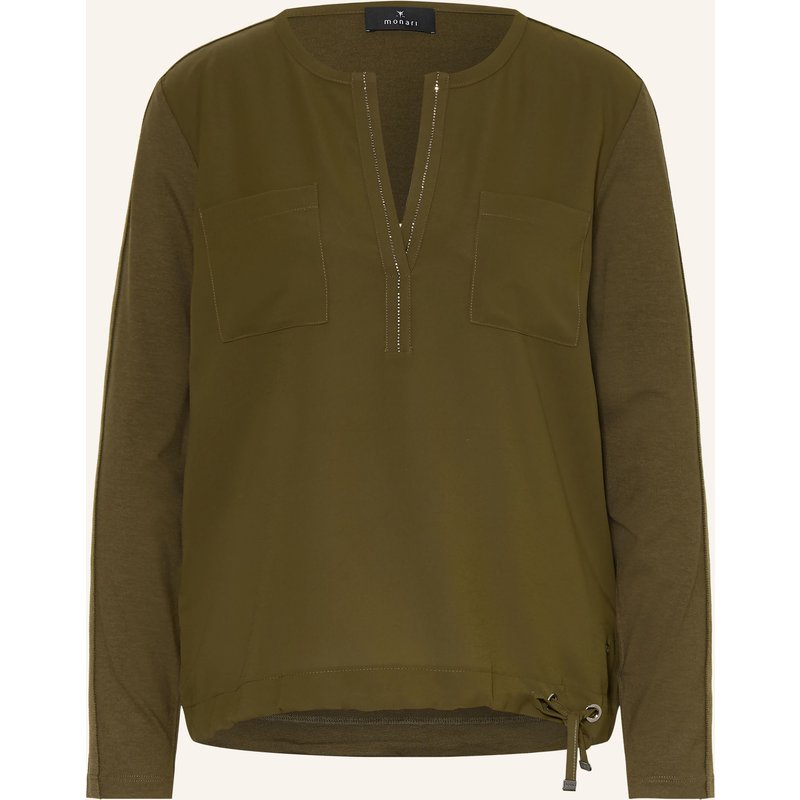 Monari Blusenshirt Im Materialmix Mit Schmucksteinen gruen