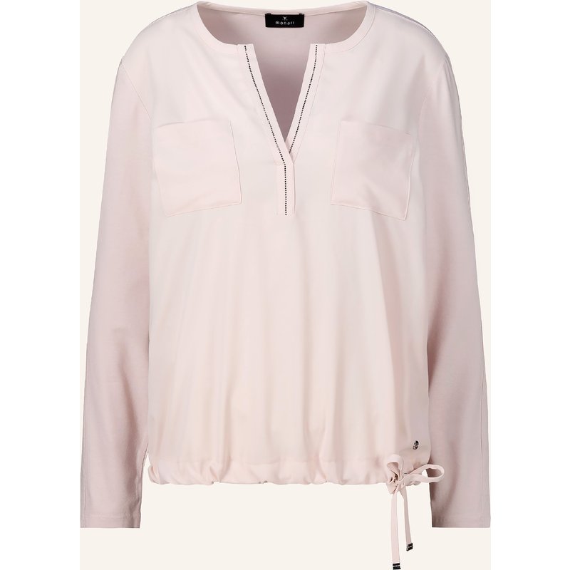 Monari Blusenshirt Im Materialmix Mit Schmucksteinen rosa