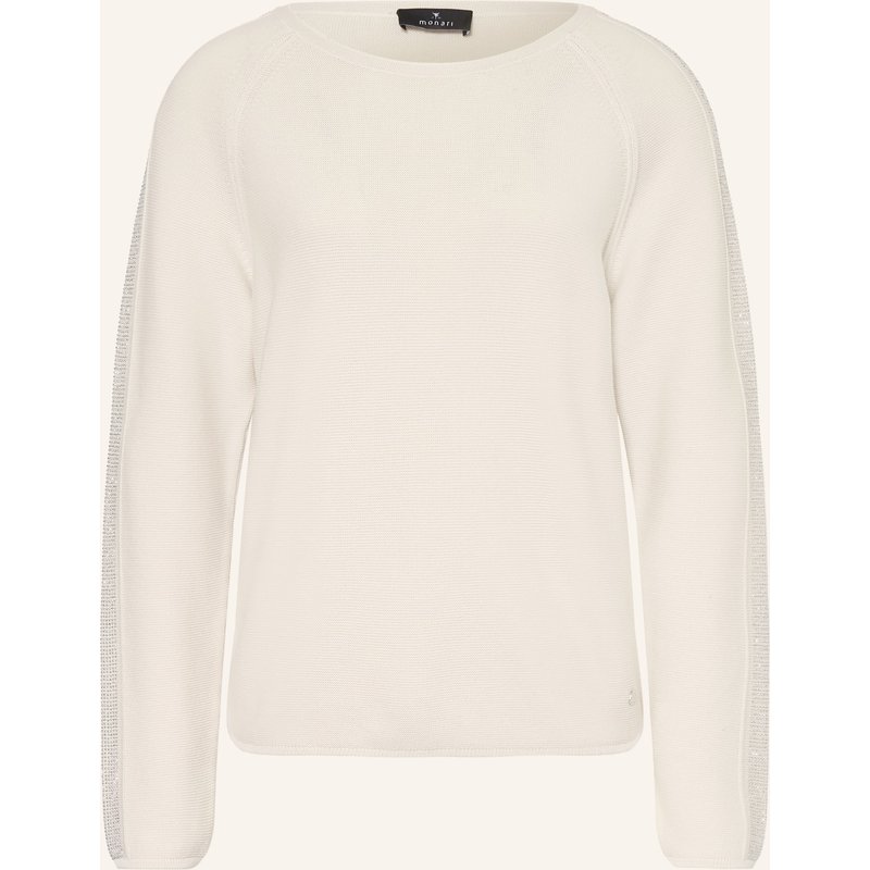 Monari Pullover Mit Schmucksteinen weiss