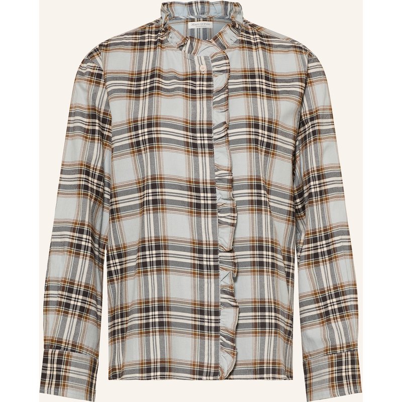 Marc O'polo Flanellbluse Mit Rüschen blau