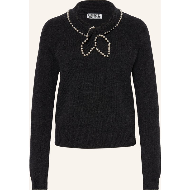 Essentiel Antwerp Pullover Kasa Mit Schluppe Und Schmuckperlen schwarz