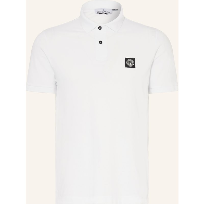 Stone Island Piqué-Poloshirt Slim Fit weiss