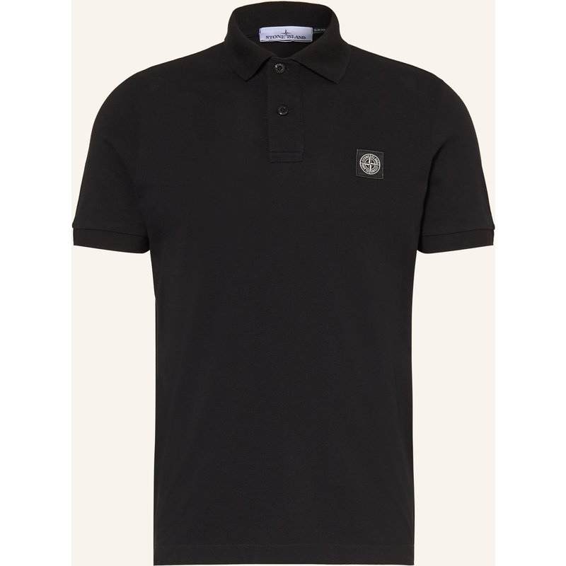 Stone Island Piqué-Poloshirt Slim Fit schwarz