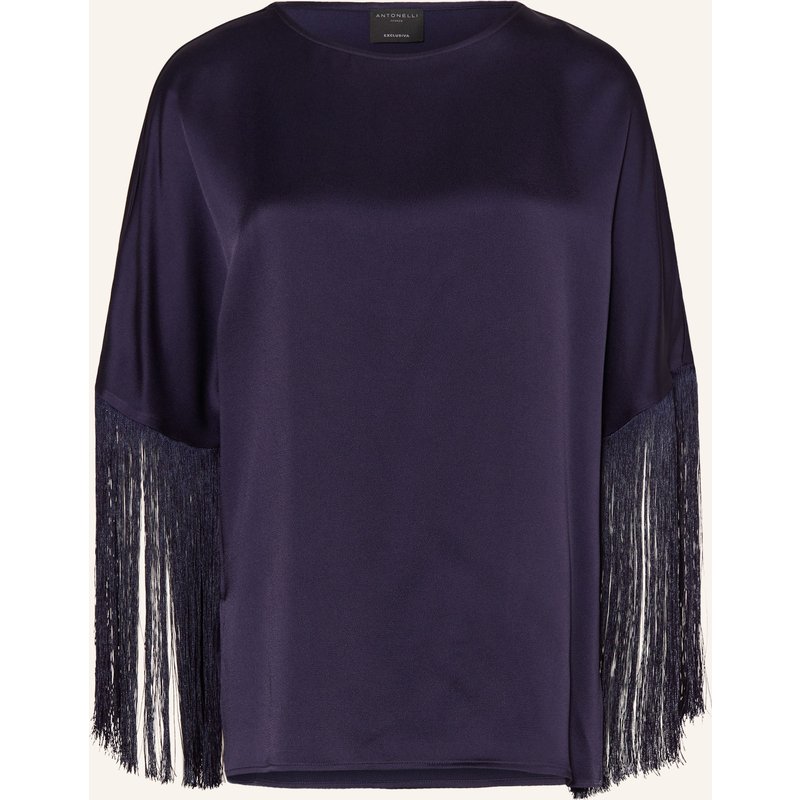 Antonelli Firenze Blusenshirt Ardisia Aus Satin Mit 3/4-Arm blau
