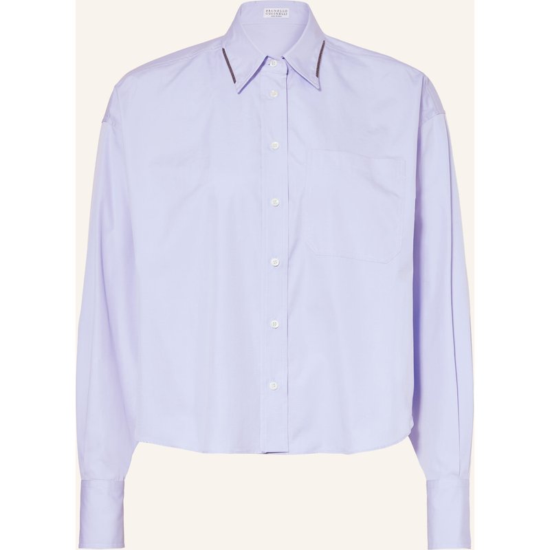 Brunello Cucinelli Hemdbluse Mit Schmuckteinen blau