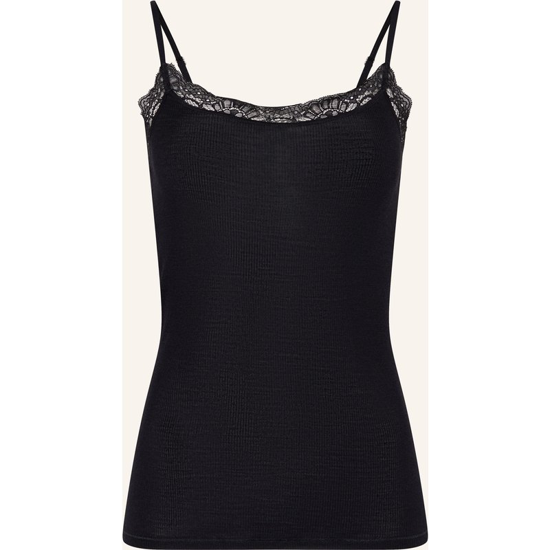 Hanro Top Woolen Lace Mit Merinowolle Und Seide schwarz