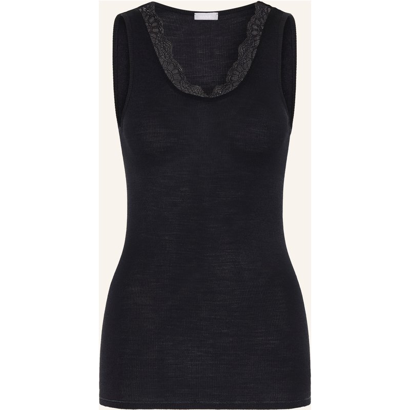 Hanro Top Woolen Lace Mit Merinowolle Und Seide schwarz