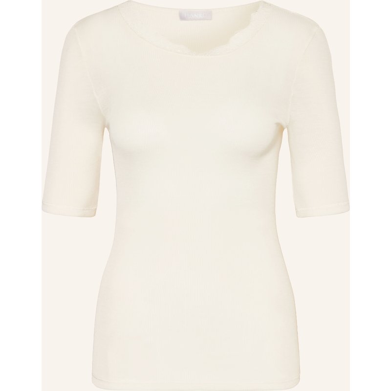 Hanro T-Shirt Woolen Lace Mit Seide weiss