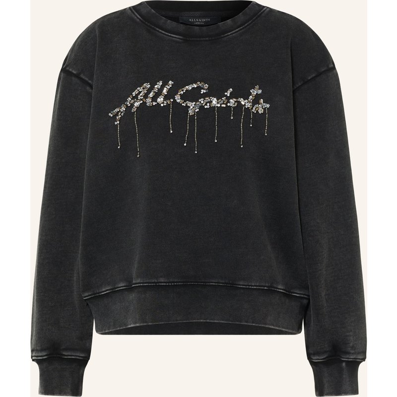 Allsaints Sweatshirt Pippa Mit Schmucksteinen Und Pailletten schwarz