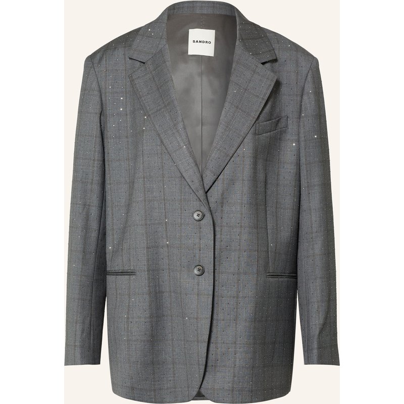 Sandro Oversized-Blazer Mit Schmucksteinen grau