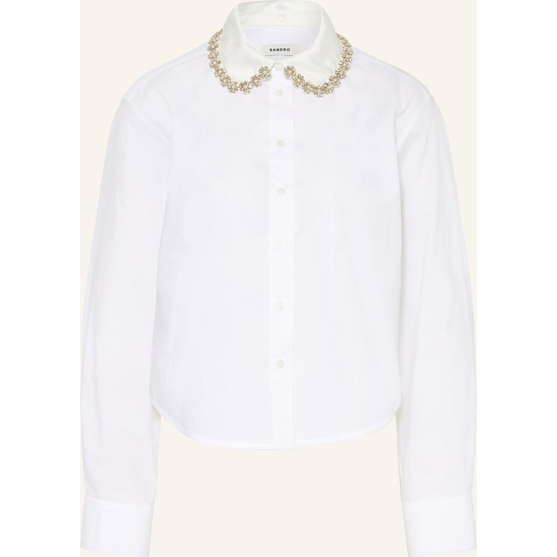 Sandro Bluse Mit Abnehmbarem Kragen Und Schmucksteinen weiss