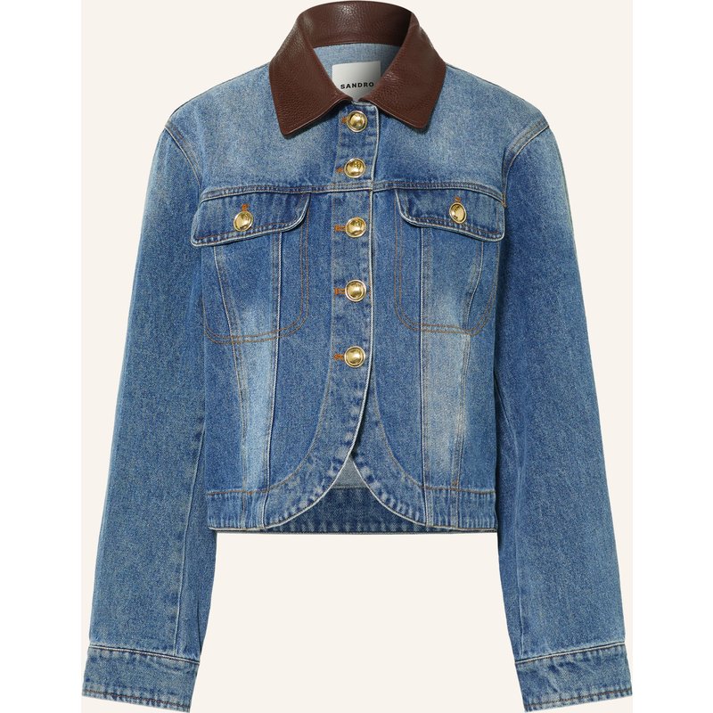 Sandro Jeansjacke Mit Leder blau