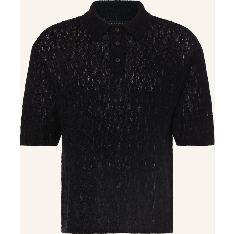Allsaints Strick-Poloshirt Cyclone schwarz