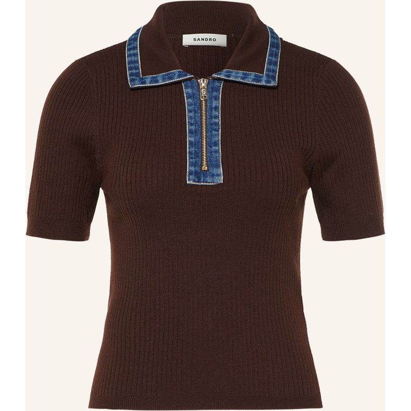 Sandro Strick-Poloshirt braun