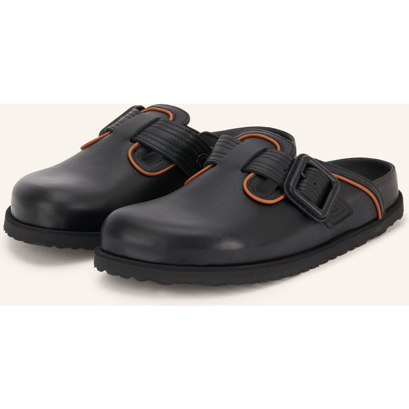 1774 Birkenstock Pantoletten Boston Leather Buckle schwarz