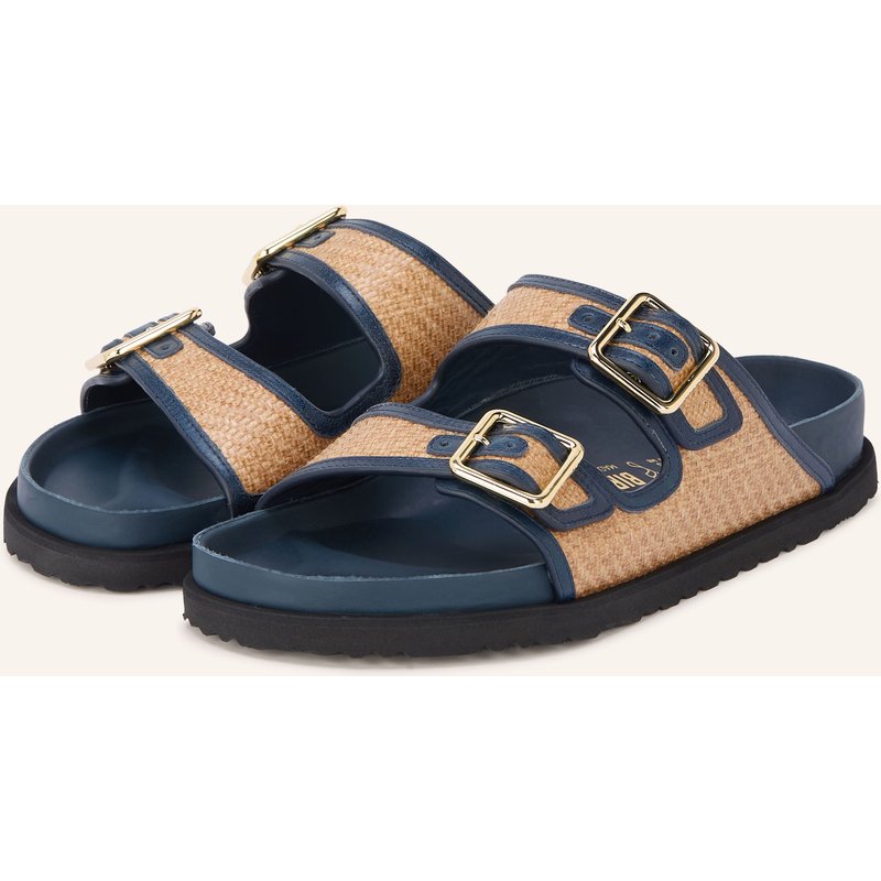 1774 Birkenstock Pantoletten Arizona Framed Raffia blau
