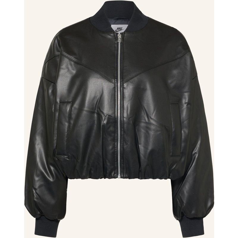 Nike Jacke Pleather Bomber In Lederoptik schwarz