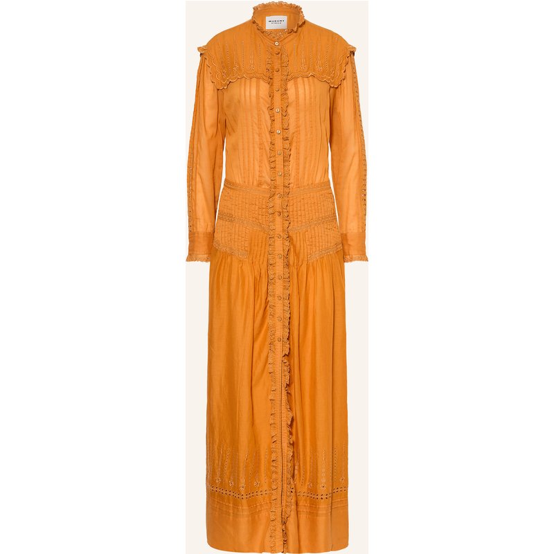Marant Étoile Kleid Lonie Mit Rüschen Und Lochspitze braun