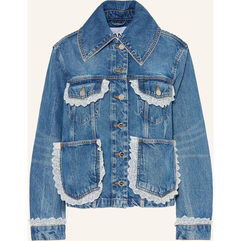 Ganni Jeansjacke Mit Spitze blau
