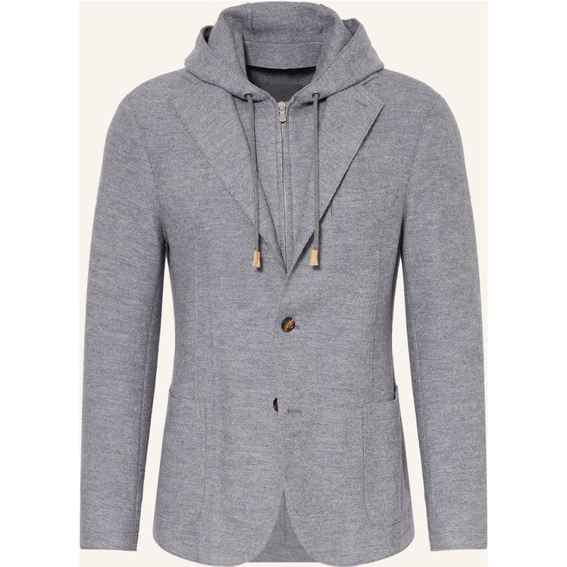 Eleventy Stricksakko Extra Slim Fit Mit Herausnehmbarer Blende grau