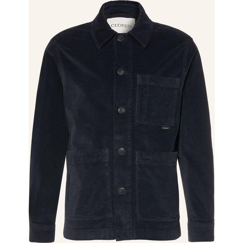 Closed Overjacket Aus Cord blau