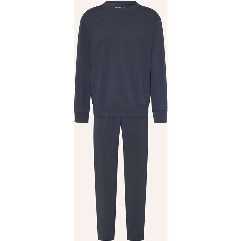 Schiesser Schlafanzug Modern Nightwear blau