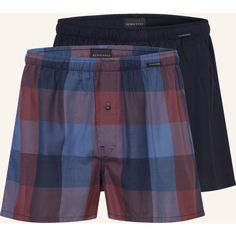 Schiesser 2er-Pack Web-Boxershorts blau