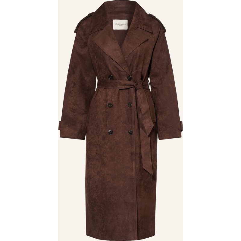 Grace & Mila Trenchcoat Astrid In Lederoptik braun
